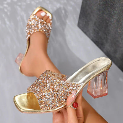 Talons carrés pailletées
