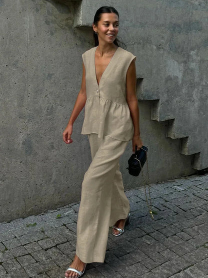 Ensemble deux pièces Chic en coton et lin