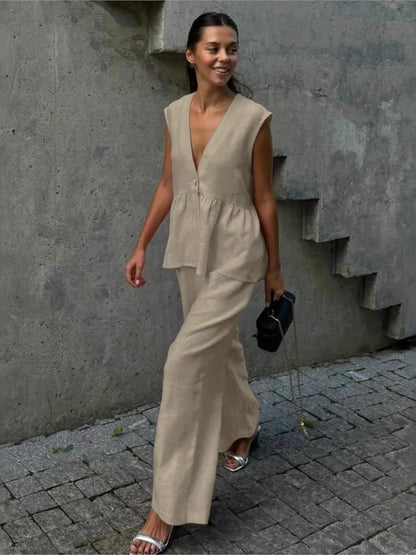 Ensemble deux pièces Chic en coton et lin