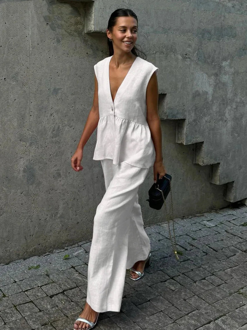 Ensemble deux pièces Chic en coton et lin
