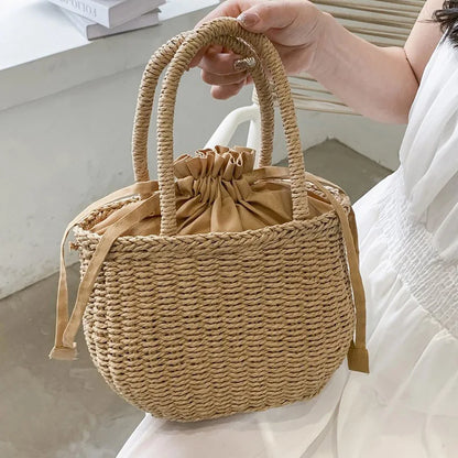 Sac sceau en paille tressée