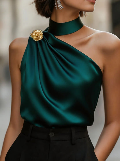 Chemisier chic asymétrique en satin