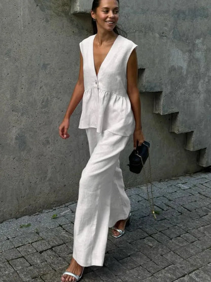 Ensemble deux pièces Chic en coton et lin