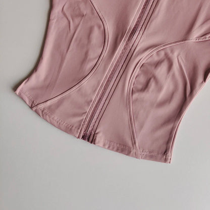 Veste de sport à manches longues pour femme, vêtements de yoga minces, cardigan zippé à séchage rapide, col montant, haut de course, fitness, extérieur